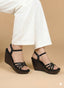 Kanzo Women's Embellished Wedge Heel Sandals – Stylish Ankle Strap Platform Sandals