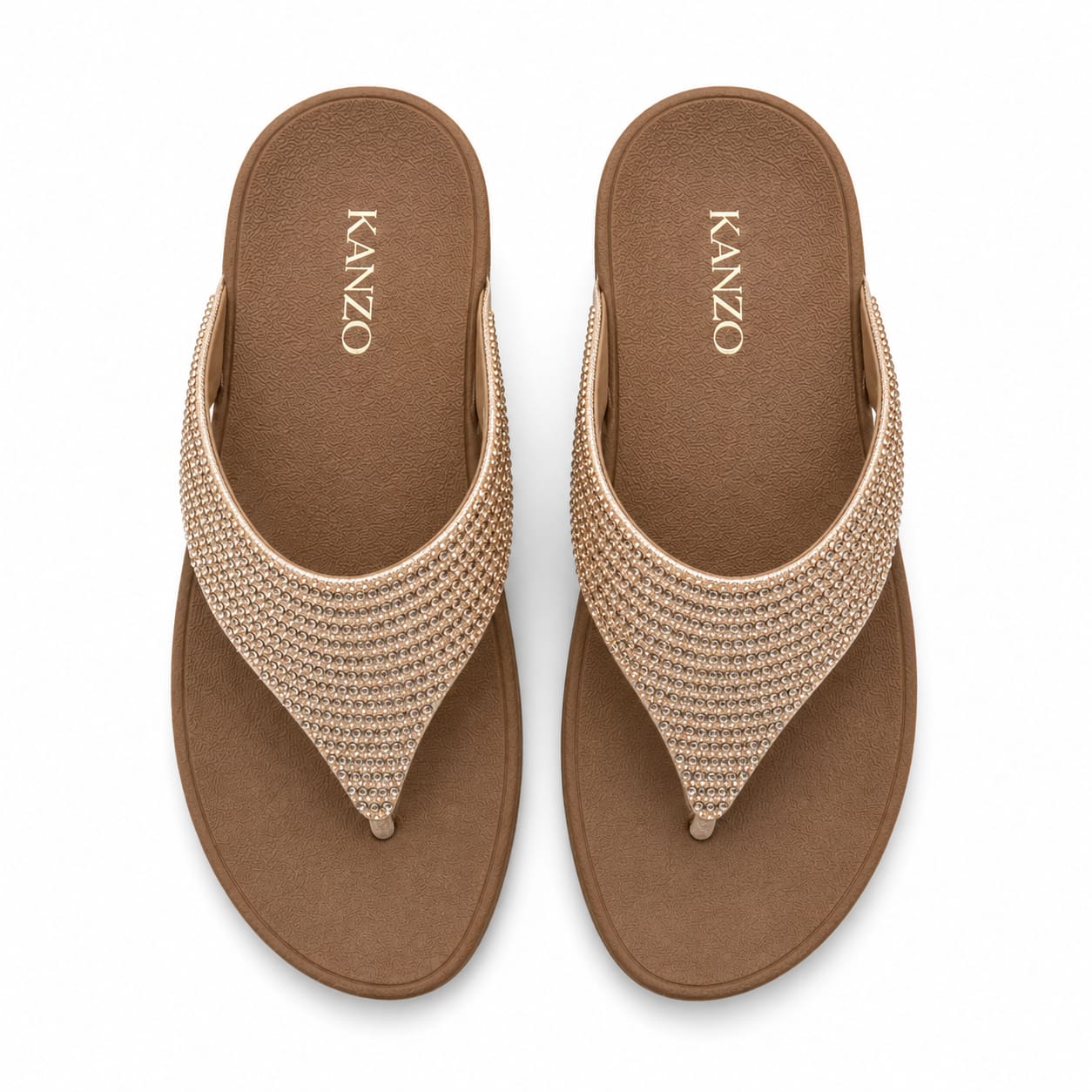 Kanzo Midnight Shine Sandals – Rhinestone Comfort Wedge Flip Flops for Women