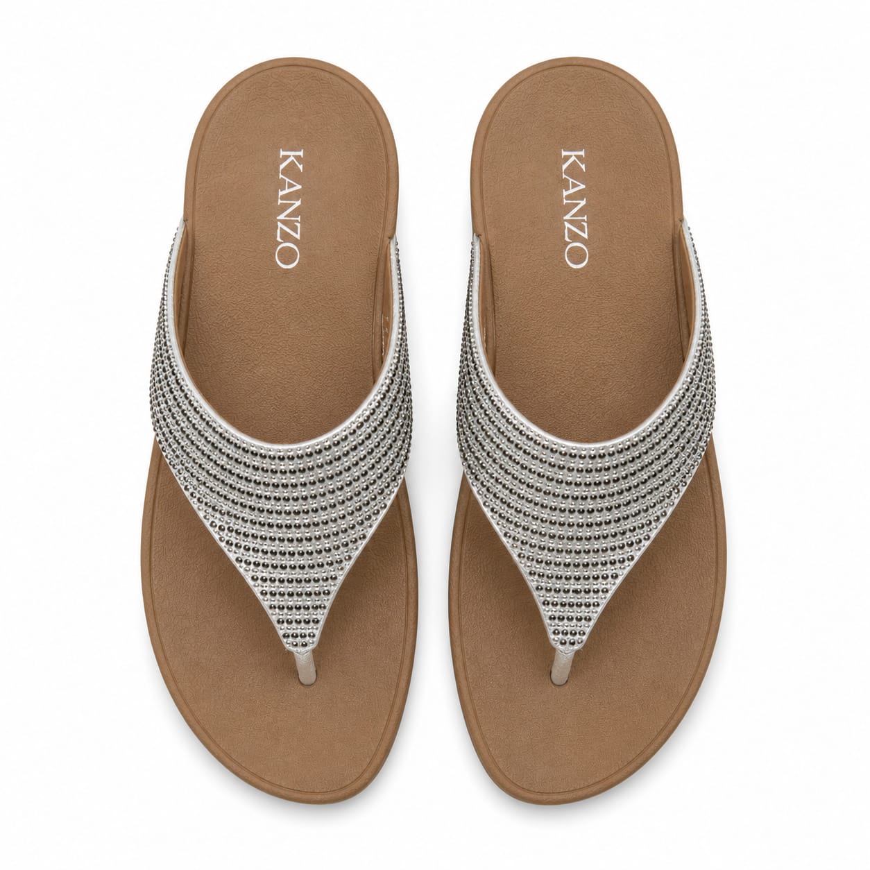 Kanzo Midnight Shine Sandals – Rhinestone Comfort Wedge Flip Flops for Women